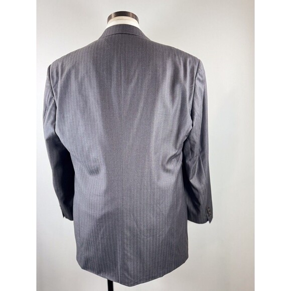 Armani Collezioni Mens Blazer Gray Pinstriped Super 150s Wool Suit Jacket 44R - Picture 11 of 14